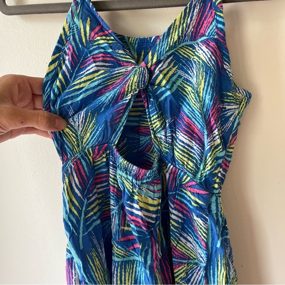 🌼 5/$25 George Girls Tropical Leaf Print Sundress Blue Multicolor Size 8 Rayon - Picture 9 of 11